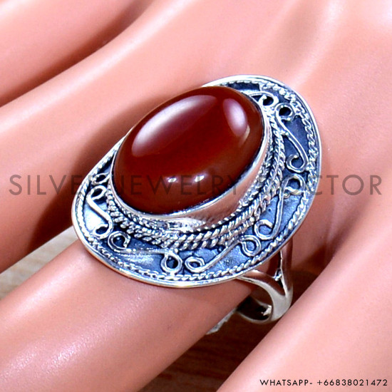 Carnelian 925 Sterling Silver Ring (SJWR-1970)