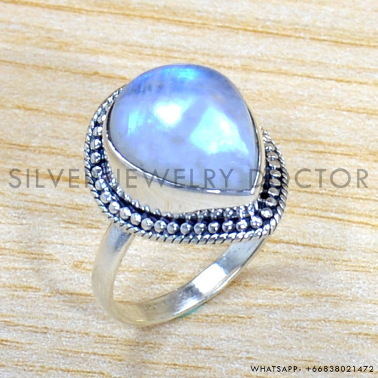 Rainbow Moonstone 925 Sterling Silver Ring (SJWR-1976) Rainbow Moonstone 925 Sterling Silver Ring (SJWR-1976)