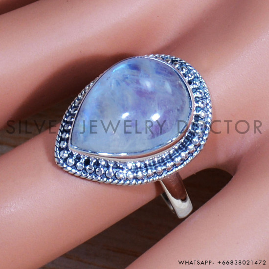 Rainbow Moonstone 925 Sterling Silver Ring (SJWR-1976) Rainbow Moonstone 925 Sterling Silver Ring (SJWR-1976)