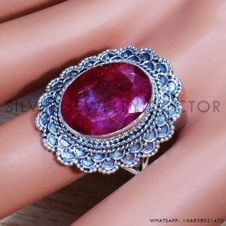 Ruby 925 Sterling Silver Ring (SJWR-1991)