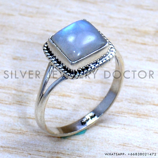 Rainbow Moonstone 925 Sterling Silver Ring (SJWR-2003)