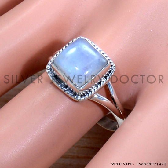 Rainbow Moonstone 925 Sterling Silver Ring (SJWR-2003)