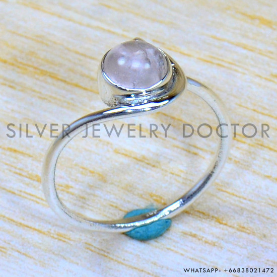 Rose Quartz 925 Sterling Silver Ring (SJWR-2011)