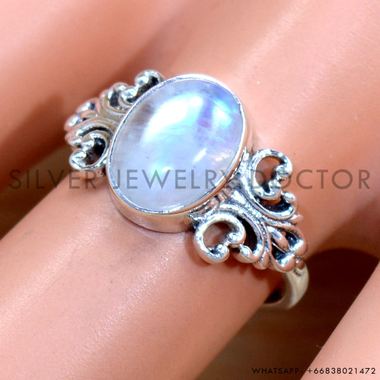 Rainbow Moonstone 925 Sterling Silver Ring (SJWR-2013) Rainbow Moonstone 925 Sterling Silver Ring (SJWR-2013)