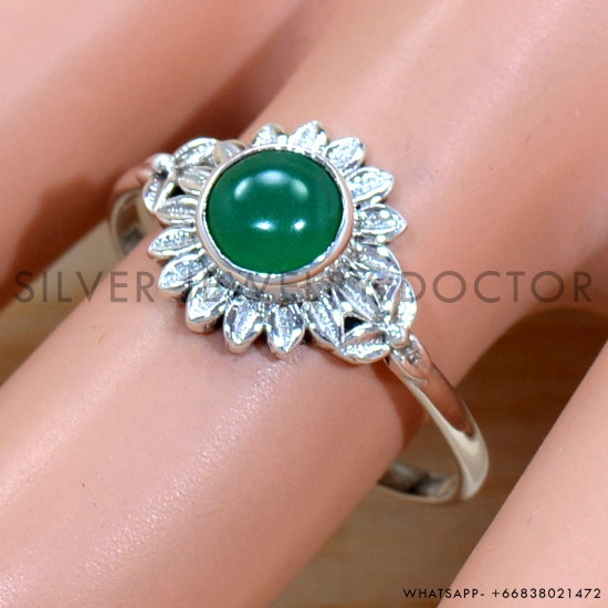 Green Onyx 925 Sterling Silver Ring (SJWR-2014) Green Onyx 925 Sterling Silver Ring (SJWR-2014)