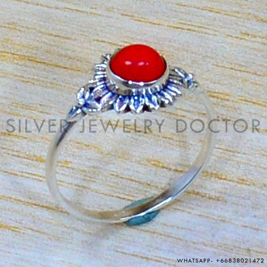 Coral 925 Sterling Silver Ring (SJWR-2019) Coral 925 Sterling Silver Ring (SJWR-2019)