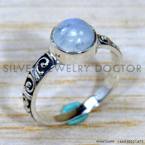 Rainbow Moonstone 925 Sterling Silver Ring (SJWR-2024) Rainbow Moonstone 925 Sterling Silver Ring (SJWR-2024)
