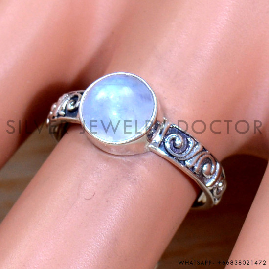 Rainbow Moonstone 925 Sterling Silver Ring (SJWR-2024) Rainbow Moonstone 925 Sterling Silver Ring (SJWR-2024)