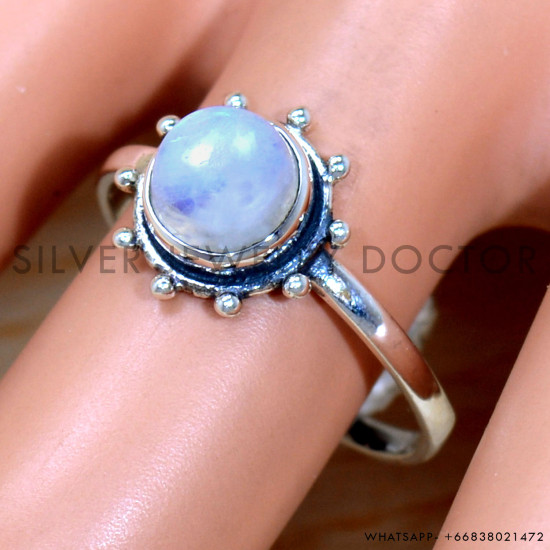 Rainbow Moonstone 925 Sterling Silver Ring (SJWR-2033) Rainbow Moonstone 925 Sterling Silver Ring (SJWR-2033)