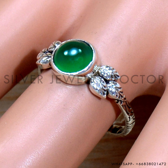 Green Onyx 925 Sterling Silver Ring (SJWR-2070) Green Onyx 925 Sterling Silver Ring (SJWR-2070)
