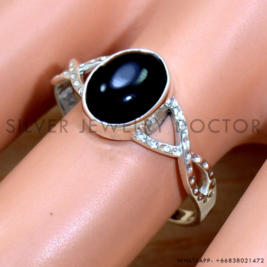 Black Onyx 925 Sterling Silver Ring (SJWR-2077) Black Onyx 925 Sterling Silver Ring (SJWR-2077)