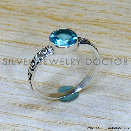 Blue Topaz 925 Sterling Silver Ring (SJWR-2084) Blue Topaz 925 Sterling Silver Ring (SJWR-2084)