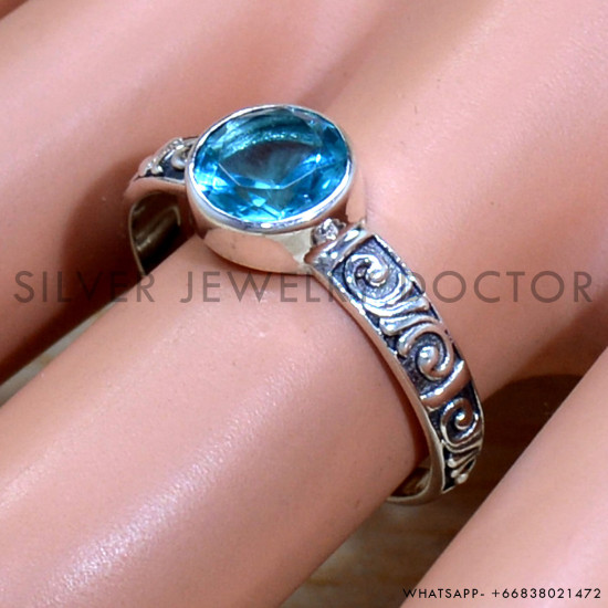 Blue Topaz 925 Sterling Silver Ring (SJWR-2084) Blue Topaz 925 Sterling Silver Ring (SJWR-2084)