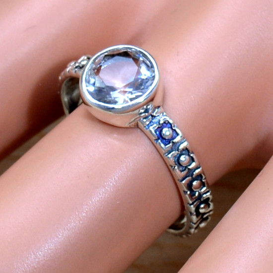 Indian Designer Jewelry Crystal Gemstone 925 Sterling Silver Ring SJWR-2086