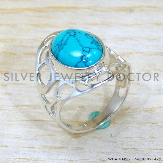 Turquoise 925 Sterling Silver Ring (SJWR-2095) Turquoise 925 Sterling Silver Ring (SJWR-2095)