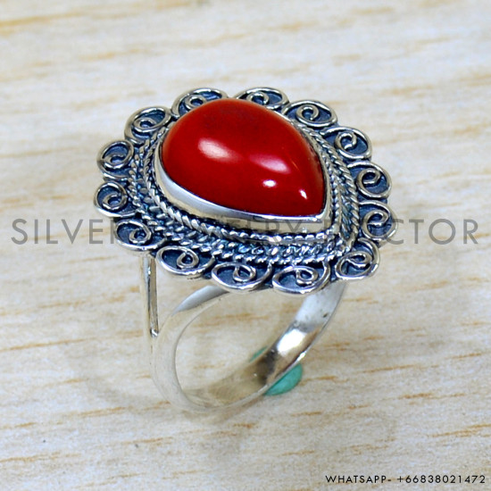 Coral 925 Sterling Silver Ring (SJWR-2096) Coral 925 Sterling Silver Ring (SJWR-2096)