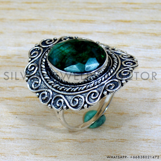 Emerald 925 Sterling Silver Ring (SJWR-2099) Emerald 925 Sterling Silver Ring (SJWR-2099)