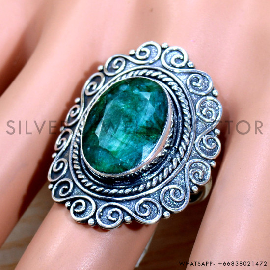 Emerald 925 Sterling Silver Ring (SJWR-2099) Emerald 925 Sterling Silver Ring (SJWR-2099)