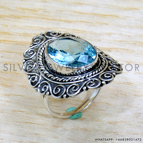 Blue Topaz 925 Sterling Silver Ring (SJWR-2105) Blue Topaz 925 Sterling Silver Ring (SJWR-2105)