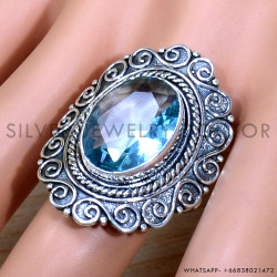 Blue Topaz 925 Sterling Silver Ring (SJWR-2105)