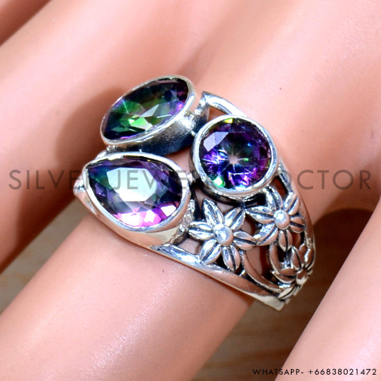 Mystic Topaz 925 Sterling Silver Ring (SJWR-2107) Mystic Topaz 925 Sterling Silver Ring (SJWR-2107)