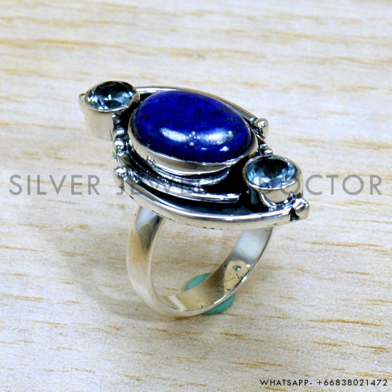 Lapis Lazuli 925 Sterling Silver Ring (SJWR-2111) Lapis Lazuli 925 Sterling Silver Ring (SJWR-2111)