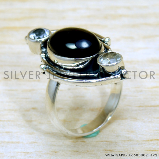 Black Onyx 925 Sterling Silver Ring (SJWR-2113) Black Onyx 925 Sterling Silver Ring (SJWR-2113)