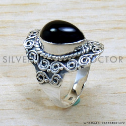 Black Onyx 925 Sterling Silver Ring (SJWR-2119)