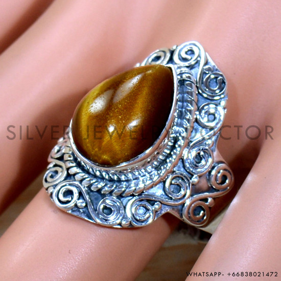 Tiger Eye 925 Sterling Silver Ring (SJWR-2122) Tiger Eye 925 Sterling Silver Ring (SJWR-2122)