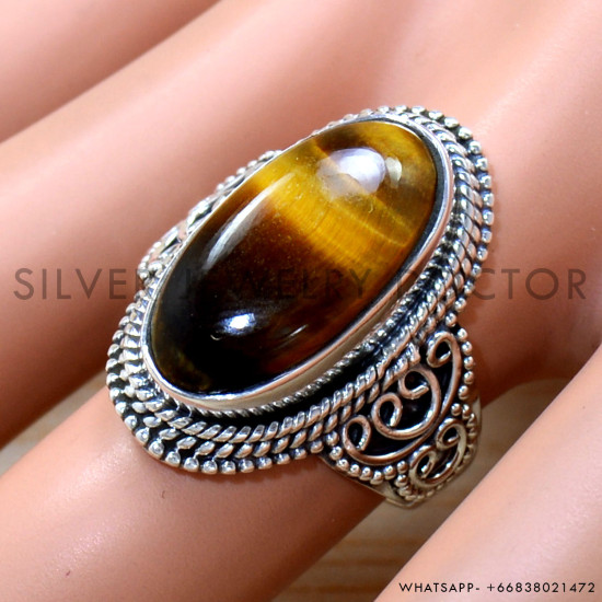 Tiger Eye 925 Sterling Silver Ring (SJWR-2123) Tiger Eye 925 Sterling Silver Ring (SJWR-2123)