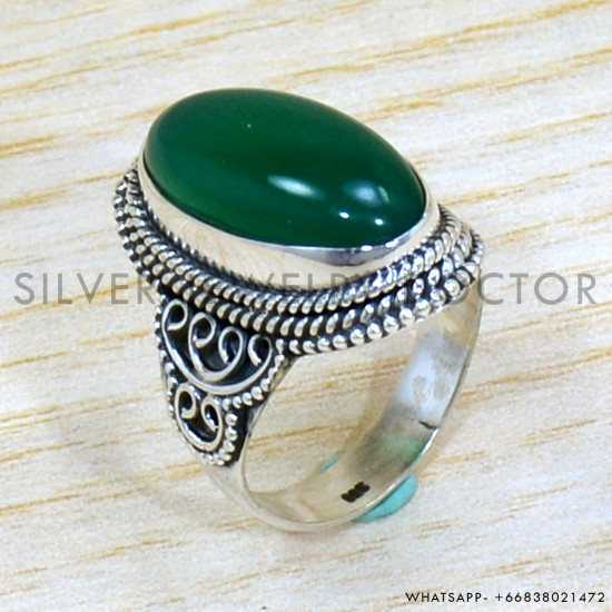 Green Onyx 925 Sterling Silver Ring (SJWR-2130) Green Onyx 925 Sterling Silver Ring (SJWR-2130)