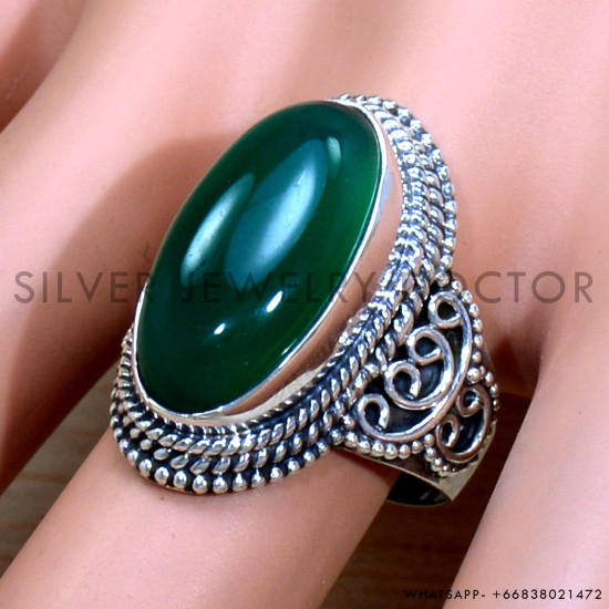 Green Onyx 925 Sterling Silver Ring (SJWR-2130) Green Onyx 925 Sterling Silver Ring (SJWR-2130)