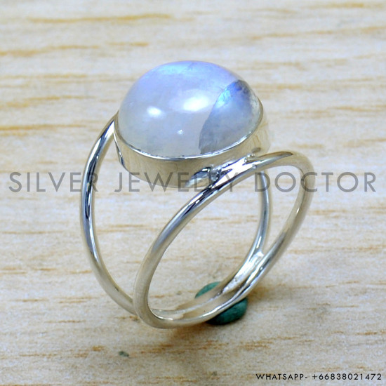 Rainbow Moonstone 925 Sterling Silver Ring (SJWR-2136) Rainbow Moonstone 925 Sterling Silver Ring (SJWR-2136)