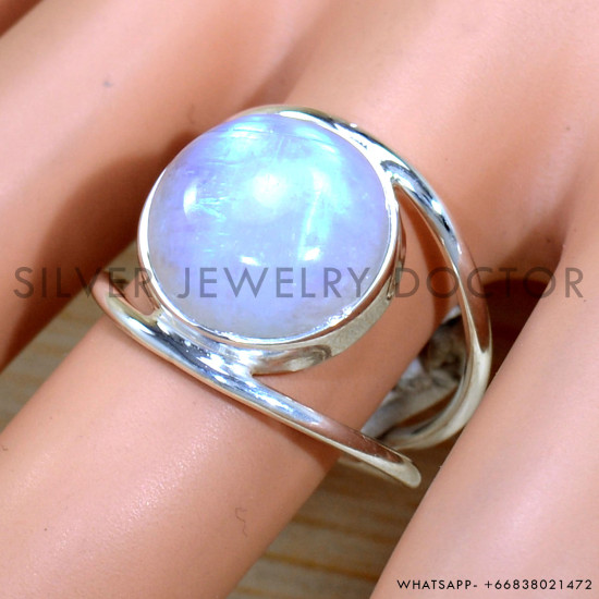 Rainbow Moonstone 925 Sterling Silver Ring (SJWR-2136) Rainbow Moonstone 925 Sterling Silver Ring (SJWR-2136)