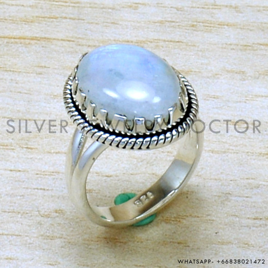 Rainbow Moonstone 925 Sterling Silver Ring (SJWR-2149) Rainbow Moonstone 925 Sterling Silver Ring (SJWR-2149)