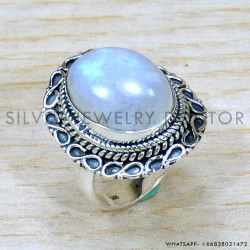 Rainbow Moonstone 925 Sterling Silver Ring (SJWR-2162) Rainbow Moonstone 925 Sterling Silver Ring (SJWR-2162)
