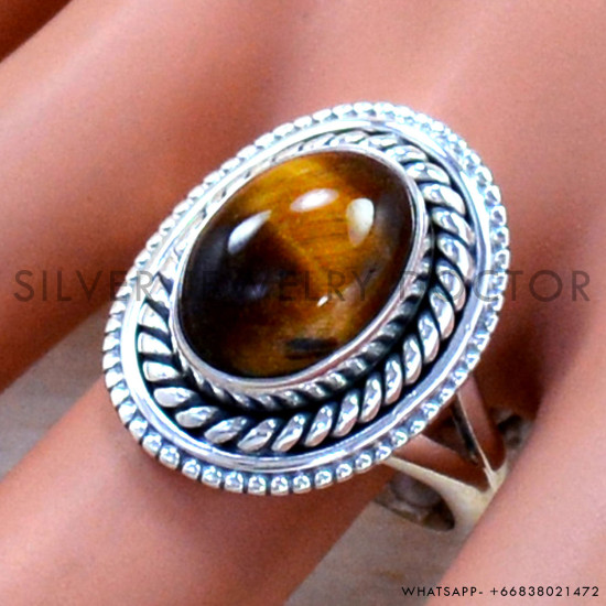 Tiger Eye 925 Sterling Silver Ring (SJWR-2165) Tiger Eye 925 Sterling Silver Ring (SJWR-2165)