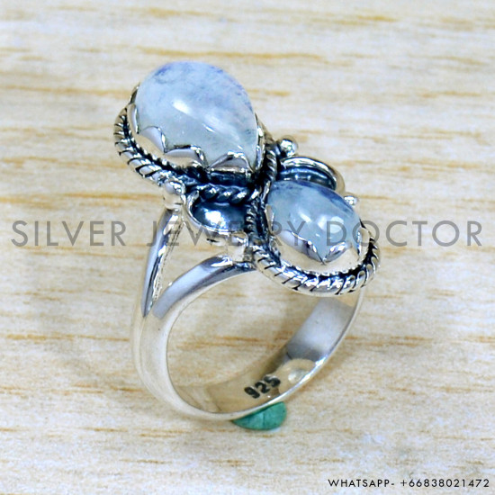 Rainbow Moonstone 925 Sterling Silver Ring (SJWR-2175) Rainbow Moonstone 925 Sterling Silver Ring (SJWR-2175)