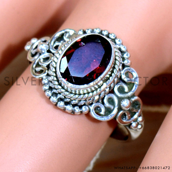 Garnet 925 Sterling Silver Ring (SJWR-2181) Garnet 925 Sterling Silver Ring (SJWR-2181)
