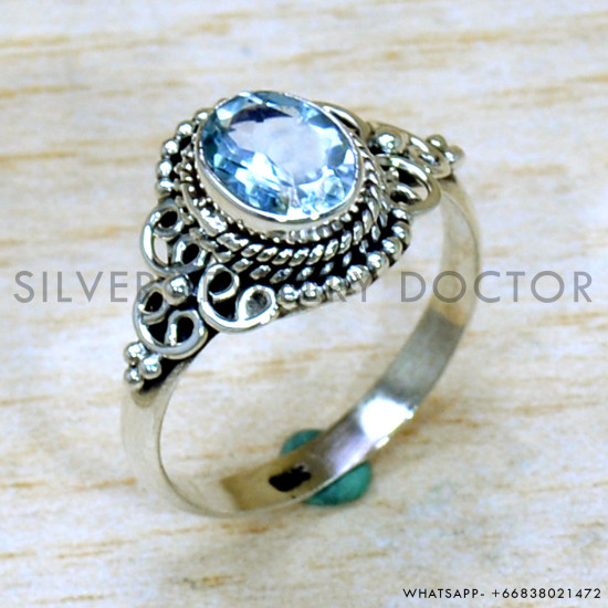 Blue Topaz 925 Sterling Silver Ring (SJWR-2182) Blue Topaz 925 Sterling Silver Ring (SJWR-2182)