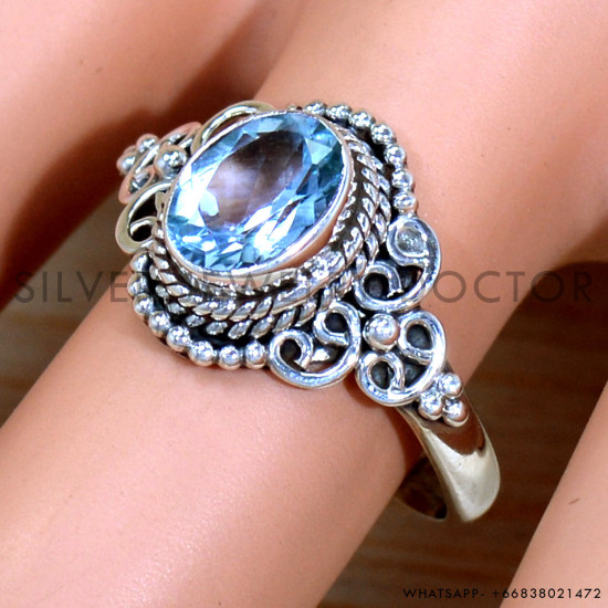 Blue Topaz 925 Sterling Silver Ring (SJWR-2182) Blue Topaz 925 Sterling Silver Ring (SJWR-2182)