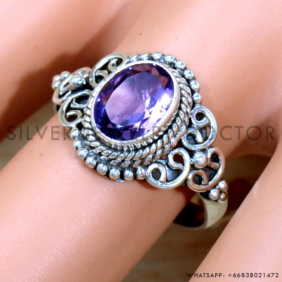 Amethyst 925 Sterling Silver Ring (SJWR-2185)