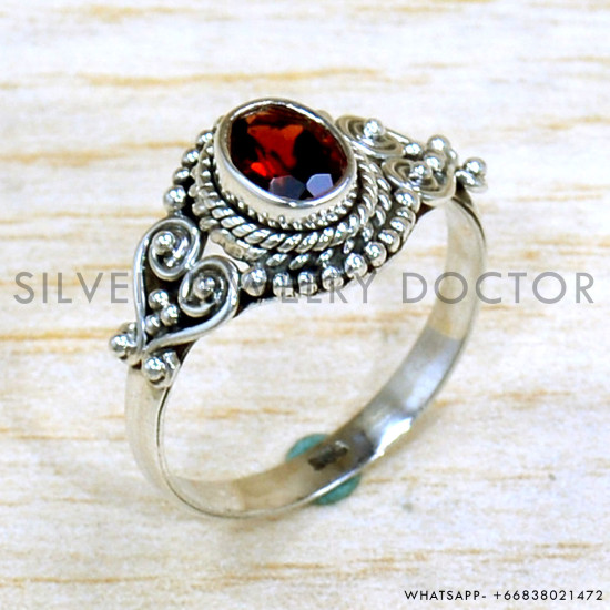 Garnet 925 Sterling Silver Ring (SJWR-2190) Garnet 925 Sterling Silver Ring (SJWR-2190)