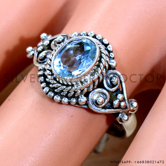 Blue Topaz 925 Sterling Silver Ring (SJWR-2192) Blue Topaz 925 Sterling Silver Ring (SJWR-2192)