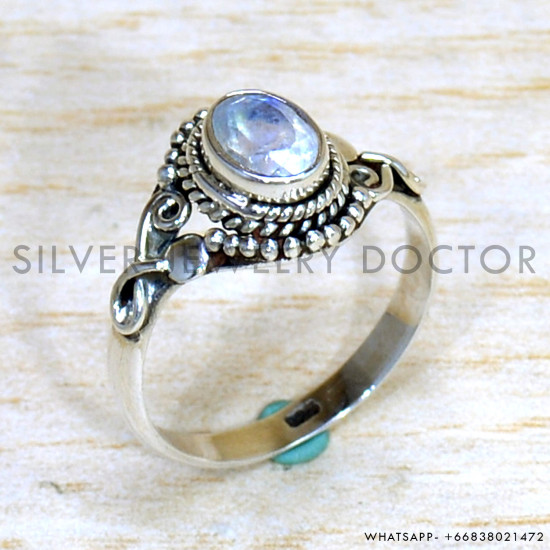 Rainbow Moonstone 925 Sterling Silver Ring (SJWR-2200) Rainbow Moonstone 925 Sterling Silver Ring (SJWR-2200)