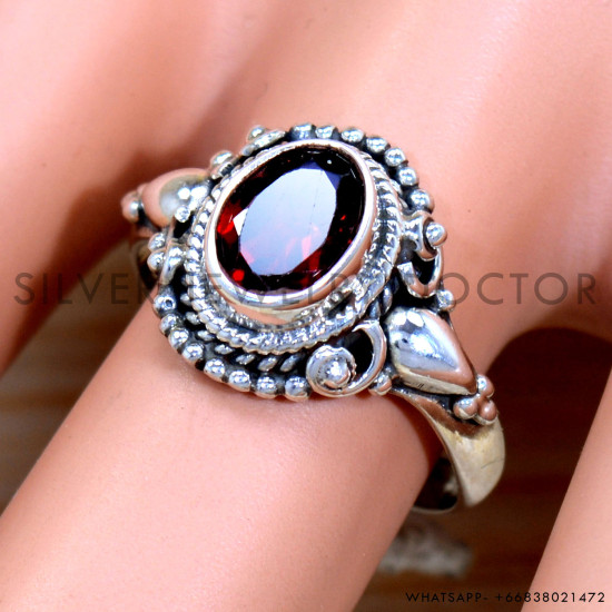 Garnet 925 Sterling Silver Ring (SJWR-2204) Garnet 925 Sterling Silver Ring (SJWR-2204)