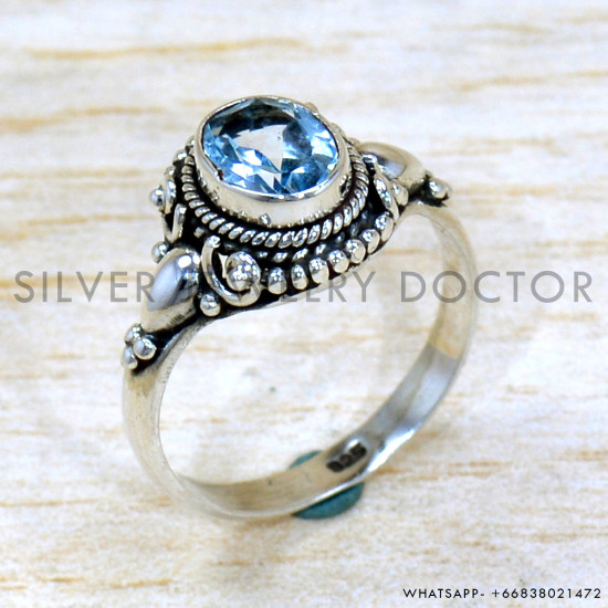 Blue Topaz 925 Sterling Silver Ring (SJWR-2209) Blue Topaz 925 Sterling Silver Ring (SJWR-2209)