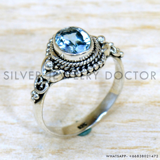 Blue Topaz 925 Sterling Silver Ring (SJWR-2230) Blue Topaz 925 Sterling Silver Ring (SJWR-2230)