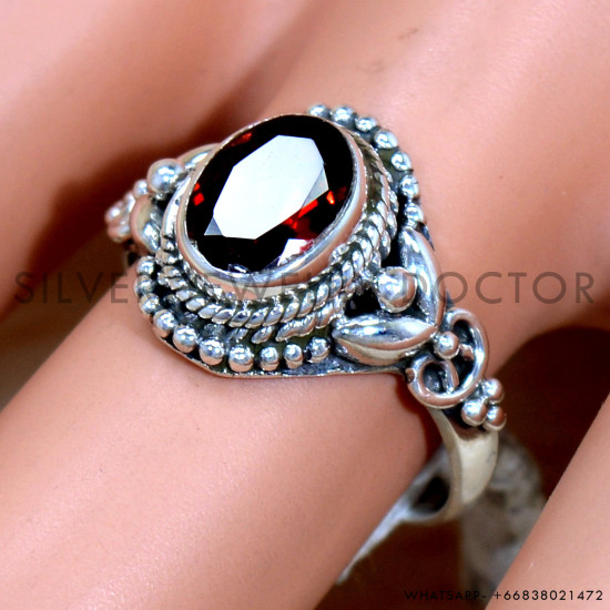 Garnet 925 Sterling Silver Ring (SJWR-2232) Garnet 925 Sterling Silver Ring (SJWR-2232)