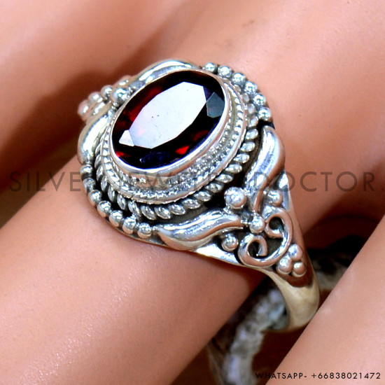 Garnet 925 Sterling Silver Ring (SJWR-2237) Garnet 925 Sterling Silver Ring (SJWR-2237)